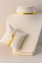 Choker e Pulseira Ajustável Reto Liso Dourado e Prata Choker e Pulseira Ajustável Reto Liso Dourado e Prata