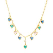 Choker Elo Português Com Pingentes Corações Folheado A Ouro Choker Elo Português Com Pingentes Corações Folheado A Ouro