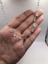 Choker elo português com zircônias transparente prata 925