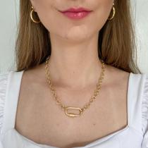 Choker Elos Redondos com Fecho Oval - Folheado a Ouro 18K