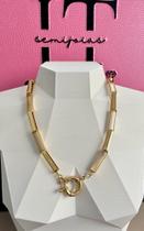 Choker elos retangulares com fecho frontal Choker elos retangulares com fecho frontal