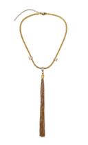 Choker em Malha Laminada com Franjas Banhado a Ouro - 29 cm + Extensor