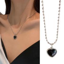 Choker Feminina com Pingente de Coração Preto Acessório de Moda Choker Feminina com Pingente de Coração Preto Acessório de Moda