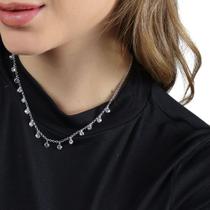 Choker Feminino 45cm Zircônia Branca Em Prata 925
