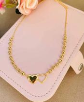 Choker Feminino Dourado Duplo Coração Choker Feminino Dourado Duplo Coração