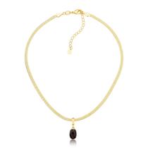 Choker Fita Diamantada com Grão de Café Revestida em Ouro