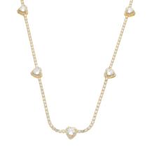 Choker Gargantilha Mahná Banhado Ouro 18k Riviera Zircônias E Coração Branco CL0100