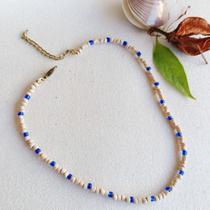 Choker gargantilha unissex de miçangas Nude azul Choker gargantilha unissex de miçangas Nude azul