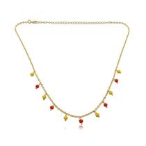 Choker Laranja e Amarelo Bolinhas Banho em Ouro Choker Laranja e Amarelo Bolinhas Banho em Ouro