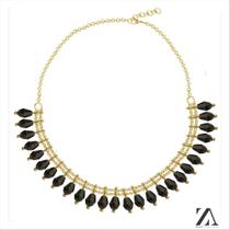Choker Liso com Detalhes na Pedra Preta Choker Liso com Detalhes na Pedra Preta