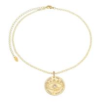 Choker medalha olho grego zircônia folheada a ouro 18k santorini