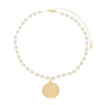 Choker medalha são bento pérolas folheado a ouro 18k Choker medalha são bento pérolas folheado a ouro 18k
