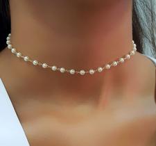 Choker Mini Bola em Pérola banhado a Ouro