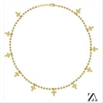 Choker mini bolas e cruz lisa Choker mini bolas e cruz lisa