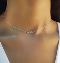 Choker Mini Elo Símbolo do Infinito Banhado a Prata