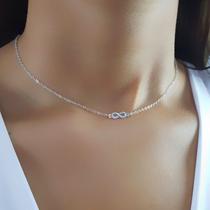 Choker Mini Elo Símbolo do Infinito Banhado a Prata