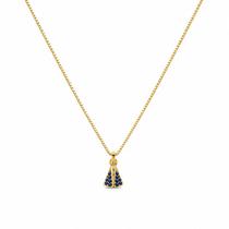 Choker Mini Nossa Senhora Aparecida Micro Zircônia Azul Banhado em Ouro18k