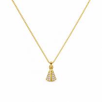 Choker Mini Nossa Senhora Aparecida Zircônia Cristal Banhado a Ouro Choker Mini Nossa Senhora Aparecida Zircônia Cristal Banhado a Ouro
