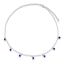 Choker Pedra Azul Safira Banhada Prata Semijoia