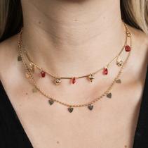 Choker pedras vermelhas com corações Choker pedras vermelhas com corações