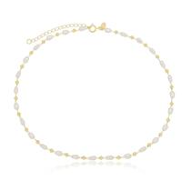 Choker Pérola E Bolinha Dourada Banhada A Ouro 18K Choker Pérola E Bolinha Dourada Banhada A Ouro 18K