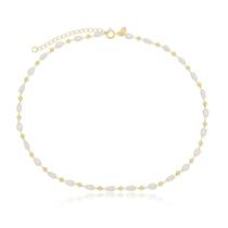 Choker Pérola E Bolinha Dourada Banhada A Ouro 18K