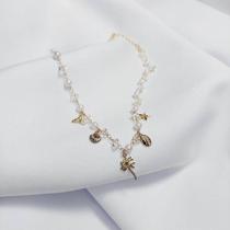 Choker Perolas Conchas Estrela do Mar Folheada Ouro 18k