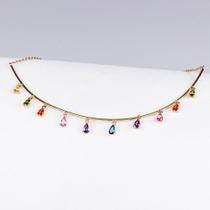 Choker Prata Aro com Gotinhas Rainbow