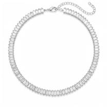Choker Riviera Baguette Zircônia Cristal Banhado a Prata Choker Riviera Baguette Zircônia Cristal Banhado a Prata
