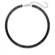 Choker Riviera Baguette Zircônia Negra Banhado a Prata Choker Riviera Baguette Zircônia Negra Banhado a Prata