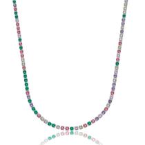 Choker Riviera Colorida Fina Prata