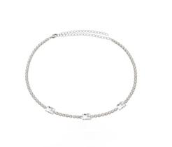 Choker riviera com três zircônias retangulares banhada a ródio branco Choker riviera com três zircônias retangulares banhada a ródio branco
