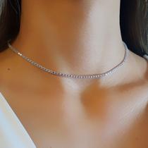 Choker Riviera Zircônia Ametista Banhado a Prata