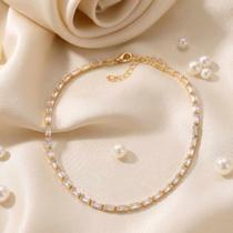 Choker riviera zirconia retangular cristal 35cm banhado a ouro 18k Choker riviera zirconia retangular cristal 35cm banhado a ouro 18k