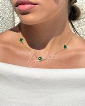Choker trevo esmeralda banhado em ouro 18k
