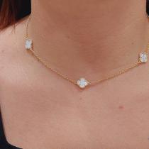 Choker Trevo Quatro Folhas Folheado A Ouro Choker Trevo Quatro Folhas Folheado A Ouro