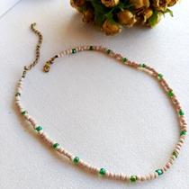 Choker unissex de miçangas Nude verde Choker unissex de miçangas Nude verde