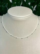 Choker Veneziana com Bolinha 35cm e Extensora - Banho Prata Semijoia 925 com 50 Milésimos e Verniz Italiano - 1 Unidade