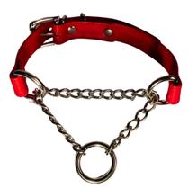 Choker Vermelho Coleira Feminina Corrente Argola Couro Fantasia Diabinha Capetinha Roupa Gótica Goth