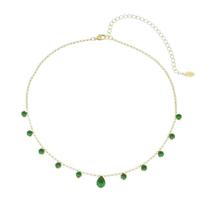 Choker zircônias esmeralda folheada a ouro 18k muriel