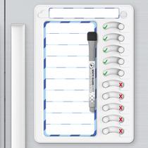 Chore Chart KAQUBE Dry Erase para crianças com 10 controles deslizantes branco/azul