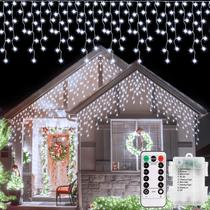 Christmas Icicle Lights echosari 10 pés 102 LED Bateria branca fria