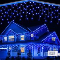 Christmas Icicle Lights Lomotech 9.8m Blue 8 Modes Timer