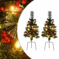 Christmas Pathway Trees vidaXL 29,9 polegadas com 30 luzes LED, conjunto de 2