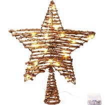 Christmas Rattan Star Treetop Threan 35 cm com 20 luzes quentes Christmas Rattan Star Treetop Threan 35 cm com 20 luzes quentes