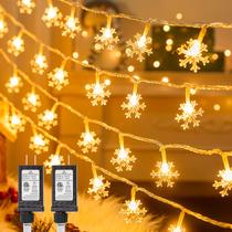 Christmas Snowflake String Lights Brightown 100 LED 13m, pacote com 2