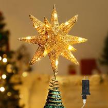 Christmas Star Tree Topper Lewondr 3D Geometric com luz LED Christmas Star Tree Topper Lewondr 3D Geometric com luz LED