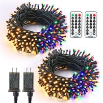 Christmas Tree Lights Brizled, pacote com 2 unidades, 20 m, 200 LED, controle remoto colorido