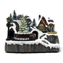 Christmas Village House allgala XH93446 com poliresina de trem
