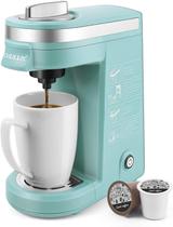 Chulux Single Serve 12 Onças Cafeeira, Operação de um botão com desligamento automático para café ou chá, ciano